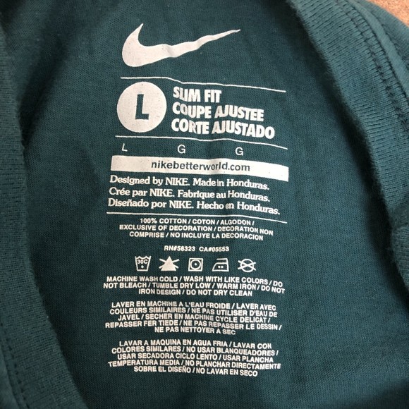 Nike Slim Fit Cotton Top Green Swoosh Girls L - Picture 2 of 6